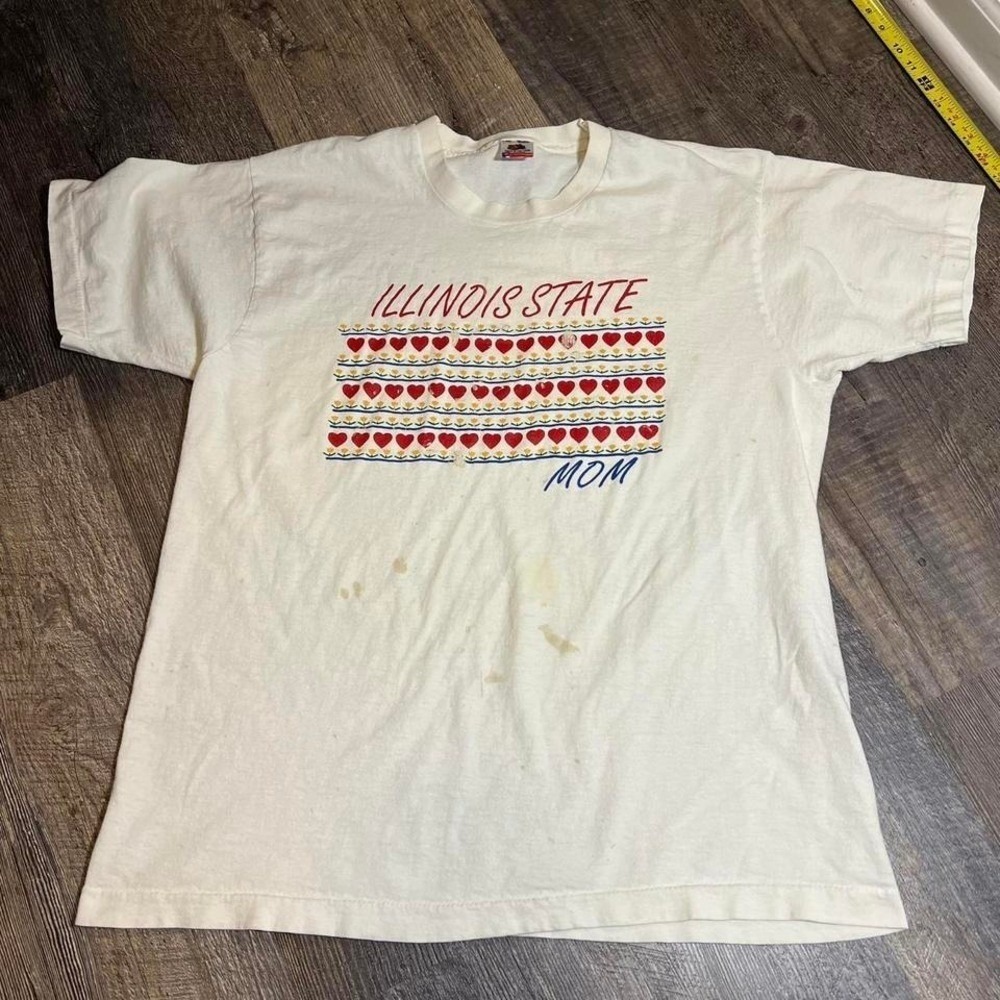 Vintage 1990s Illinois State Mom T-Shirt XL Fruit of the Loom Single Stitch